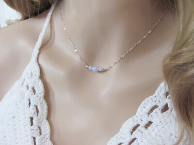 Blue Lace Agate Backdrop Necklace in Sterling Silver - image4
